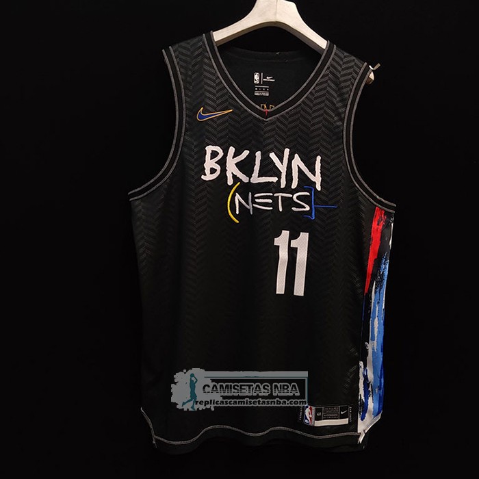 Camiseta Brooklyn Nets Kyrie Irving NO 11 Ciudad 2020-21 Autentico Negro